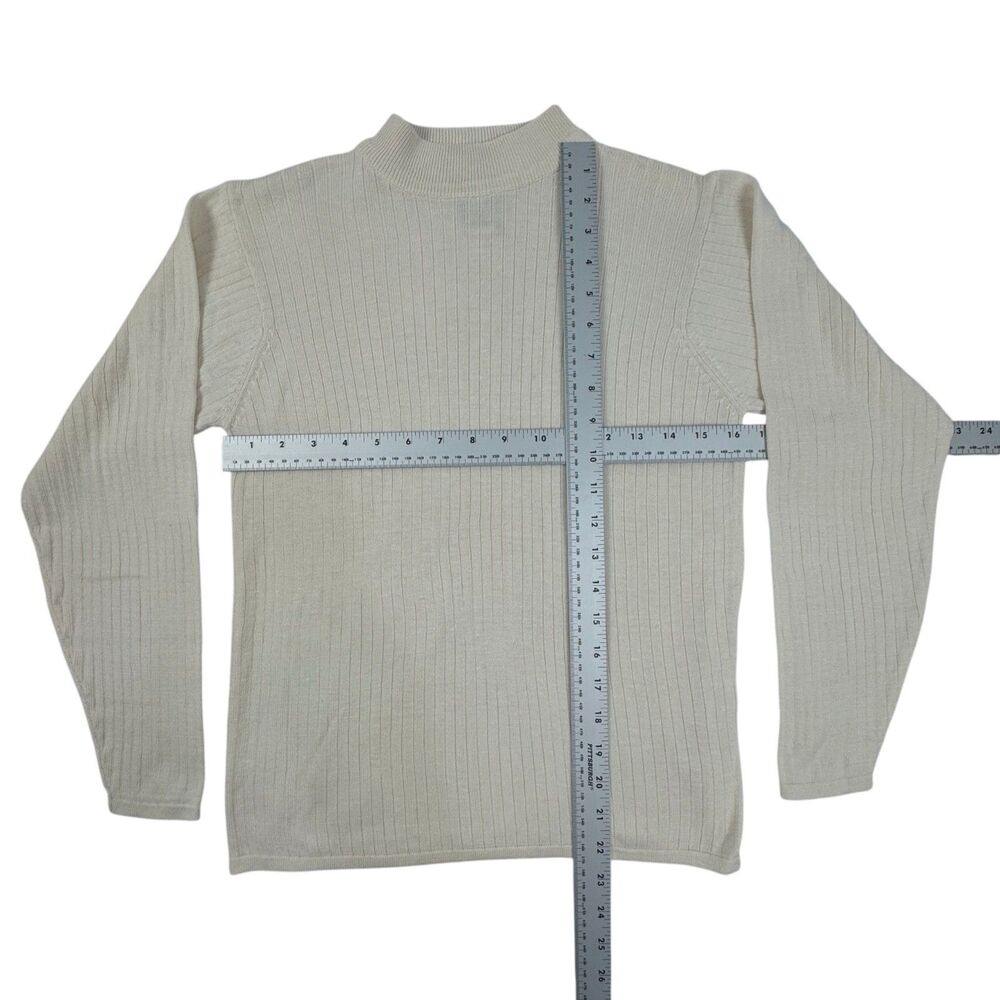 Bill Blass Blassport Women's Sweater Sz S Ivory High Neck 100% Silk Rib Knit - Picture 6 of 8